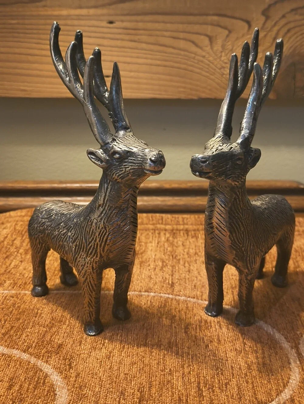Rare Pottery Barn Silver Reindeer Salt & Pepper Shakers Stag/Deer